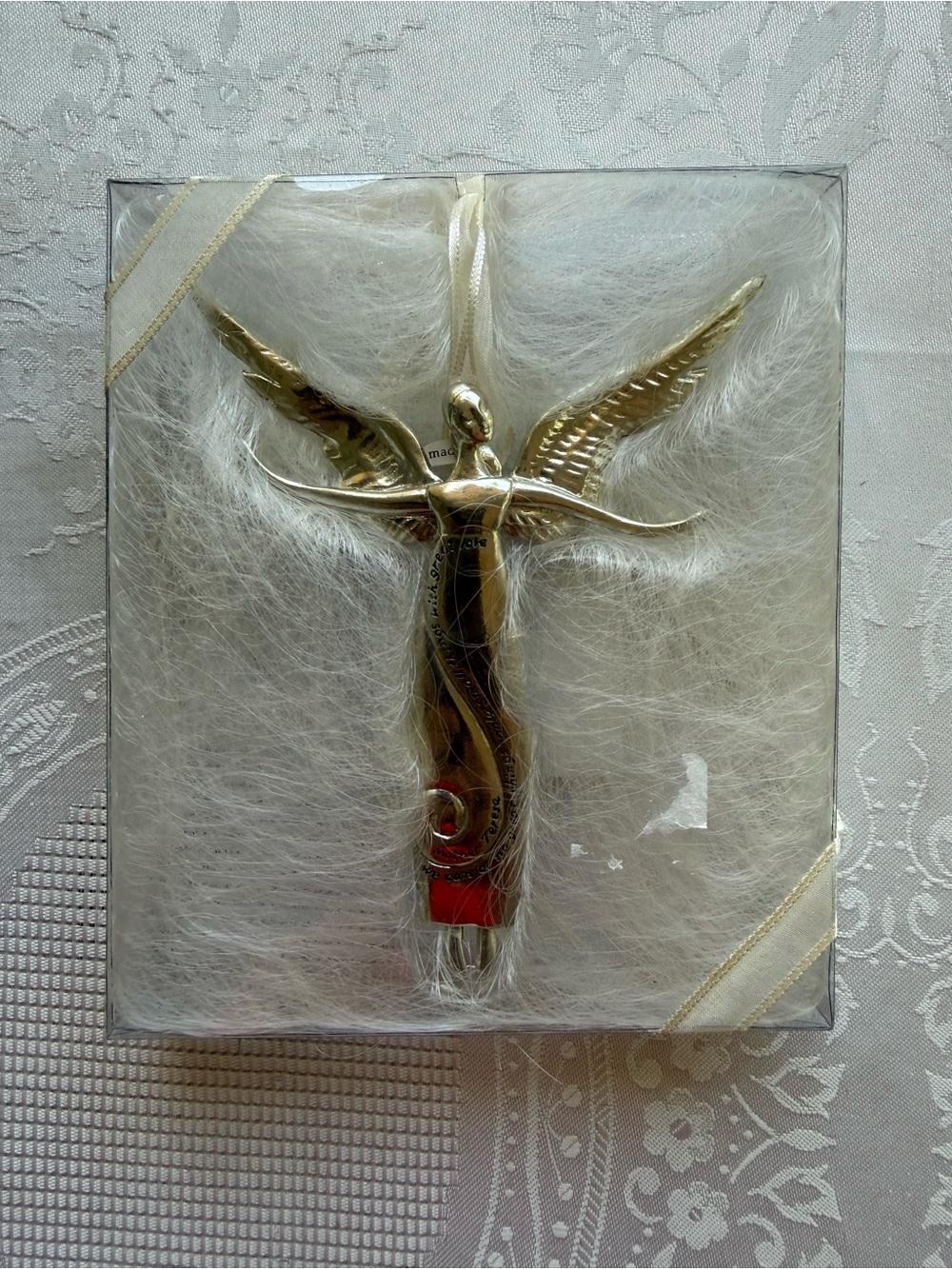 Serenity Mother Teresa Ornament Silver Angel Figurine Wall Home Accent Decorativ